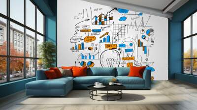 Businessman and his business strategy Wall mural