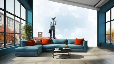 Concept of home security and privacy protection with camera head Wall mural