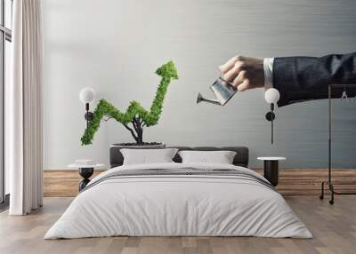 Concept of investment income and growth with tree in pot Wall mural