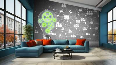 Concept of lightbulb as symbol of new idea. Wall mural