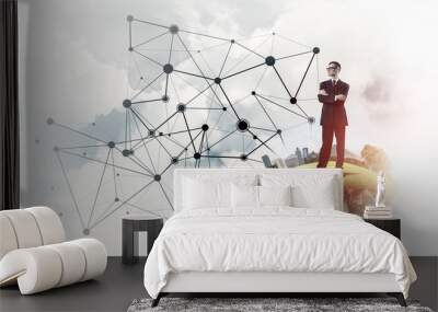 Concept of modern wireless technologies as effective tool for bu Wall mural