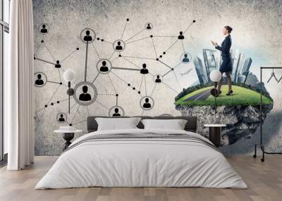 Concept of modern wireless technologies as effective tool for bu Wall mural