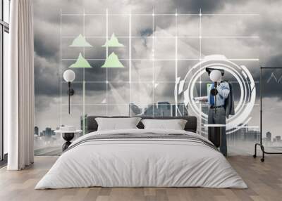 Concept of security and privacy protection with camera headed ma Wall mural