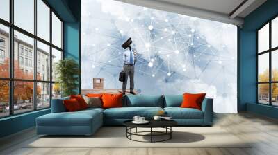 concept of security and privacy protection with camera headed ma Wall mural