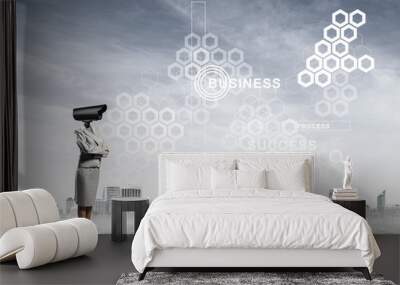 Concept of security and privacy protection with camera headed wo Wall mural