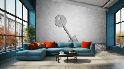 Conceptual background image of concrete key sign in room with wo Wall mural