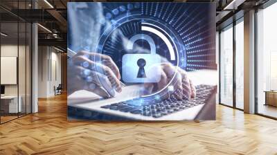 Digital cybersecurity and network protection Wall mural