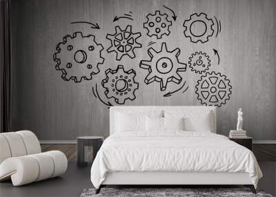 Gear mechanism as teamwork concept Wall mural