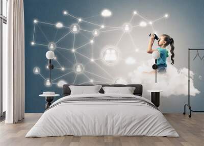 Idea of children Internet communication or online playing and pa Wall mural