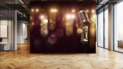 Microphone on stage Wall mural