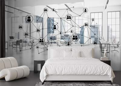 Networking and wireless connection as concept for effective mode Wall mural