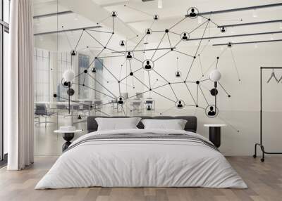 Networking and wireless connection as concept for effective mode Wall mural