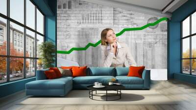 Preparing her financial report Wall mural