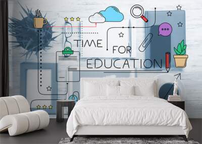 Sketched scheme of educational process. Wall mural