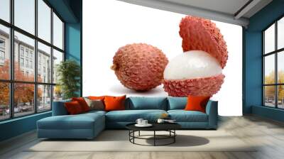 2 lychees, one is cut in half and opened Wall mural