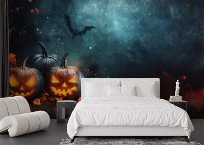 Happy halloween scary carved pumpkin jack-o-lantern Wall mural