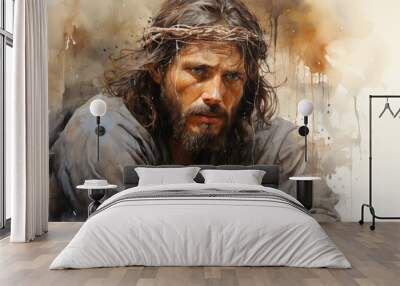 Jesus christ portrait, almighty holly god Wall mural