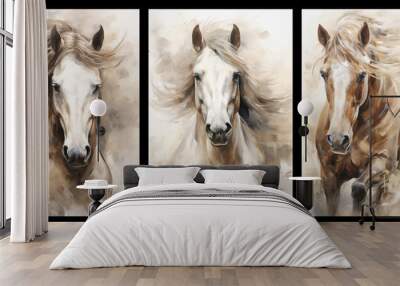 Set of horse art posters, abstract modern concept art	 Wall mural