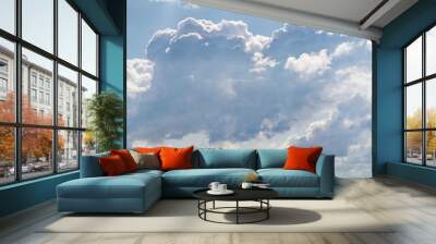 beautiful lush cumulus clouds on a blue sky Wall mural