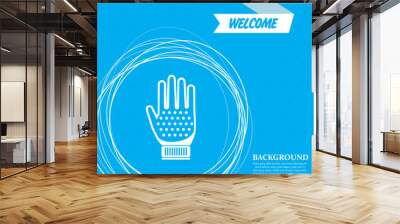 gloves icon on a blue background with abstract circles around and place for your text. Vector Wall mural