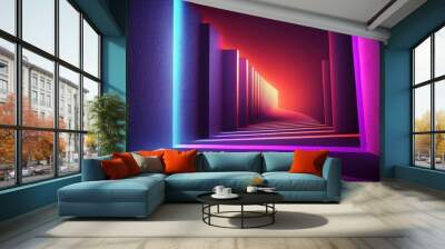 Abstract Background Neon Light Effect - Generative AI Illustration  Wall mural