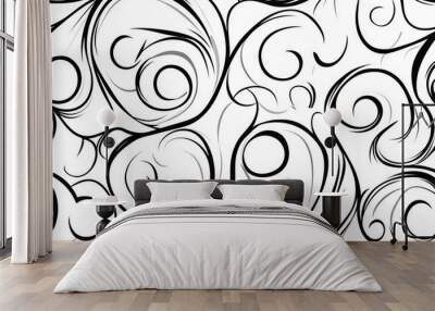 Seamless Pattern -  Abstract swirls and lines in black and white. Wall mural