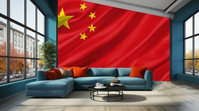 China flag waving with the wind, 3D illustration. Wall mural