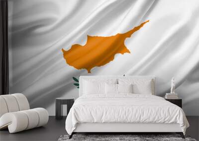 Cyprus flag waving with the wind, 3D illustration. Wall mural