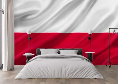 Poland flag waving with the wind, 3D illustration. Wall mural