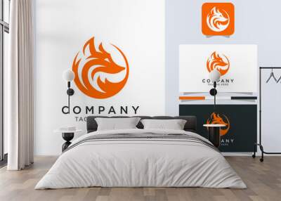 unique fox design logo Wall mural