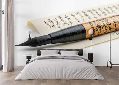 Chinese or Japanese Calligraphy Brush and Scroll Wall mural