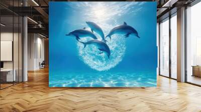 Dolphins Swimming in Clear Ocean Water Wall mural