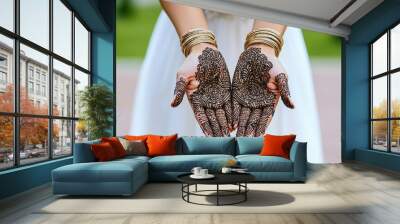 Elegant Henna Design on Beautiful Hands Wall mural