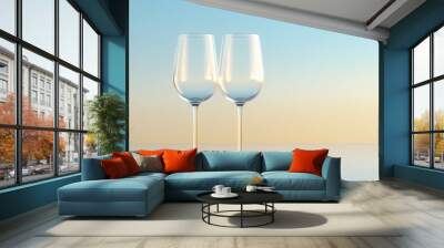 Elegant Wine Glasses Against a Soft Horizon Background Wall mural