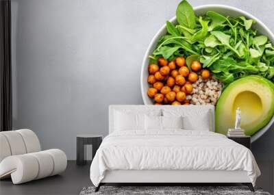 Fresh Healthy Bowl with Avocado and Greens Wall mural