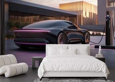 Futuristic Electric Car at Charging Station Wall mural