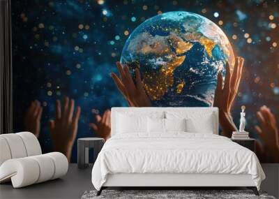 Hands Holding the World   Protecting the Future of Our Planet Wall mural