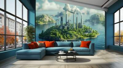 Harnessing Renewable Energy for a Cleaner Sustainable Future Wall mural