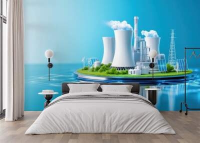 Innovative Energy Concept with Power Plants and Nature Wall mural