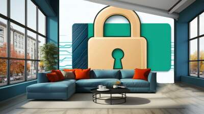 Secure Data Protection With Lock Icon Illustration Wall mural