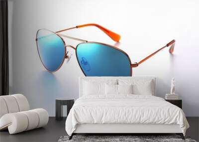 Stylish Aviator Sunglasses with Orange and Blue Gradient Wall mural