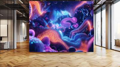 Surreal Colorful Abstract Cellular Formations in Cosmic Dreamscape Wall mural