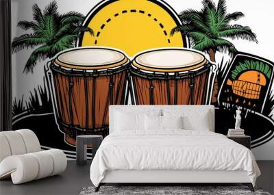 Vibrant Congas with Tropical Elements and Sunshine Wall mural