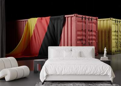 germany national flag and container box, 3d rendering Wall mural