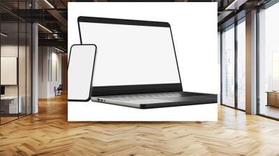 Laptop PC and mobile smartphone screen mockup, 3d rendering Wall mural