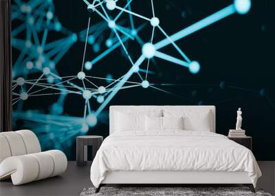 Science and technology concept background connected by lines like atomic fractal structure, 3d rendering Wall mural