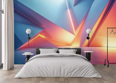 Abstract Geometric Composition with Glowing Lines Wall mural