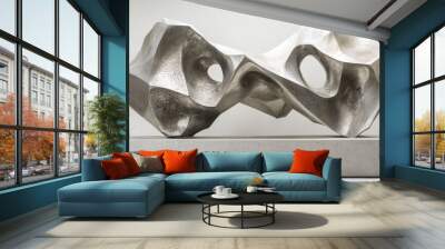 Abstract Sculpture with Two Circular Openings Wall mural