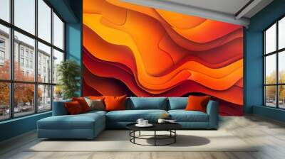 Abstract Wavy Background in Vibrant Orange and Red Hues Wall mural