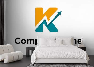 letter K trade marketing logo design vector. initial K and chart diagram graphic concept. company, corporate, business, finance symbol icon Wall mural